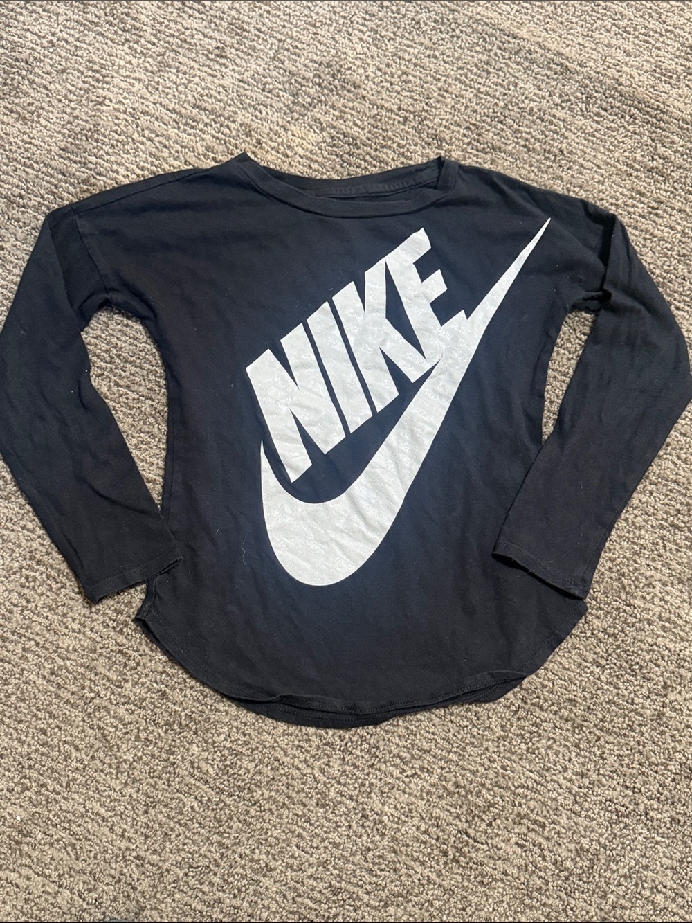 Nike Black Long Sleeve Tee with White Logo